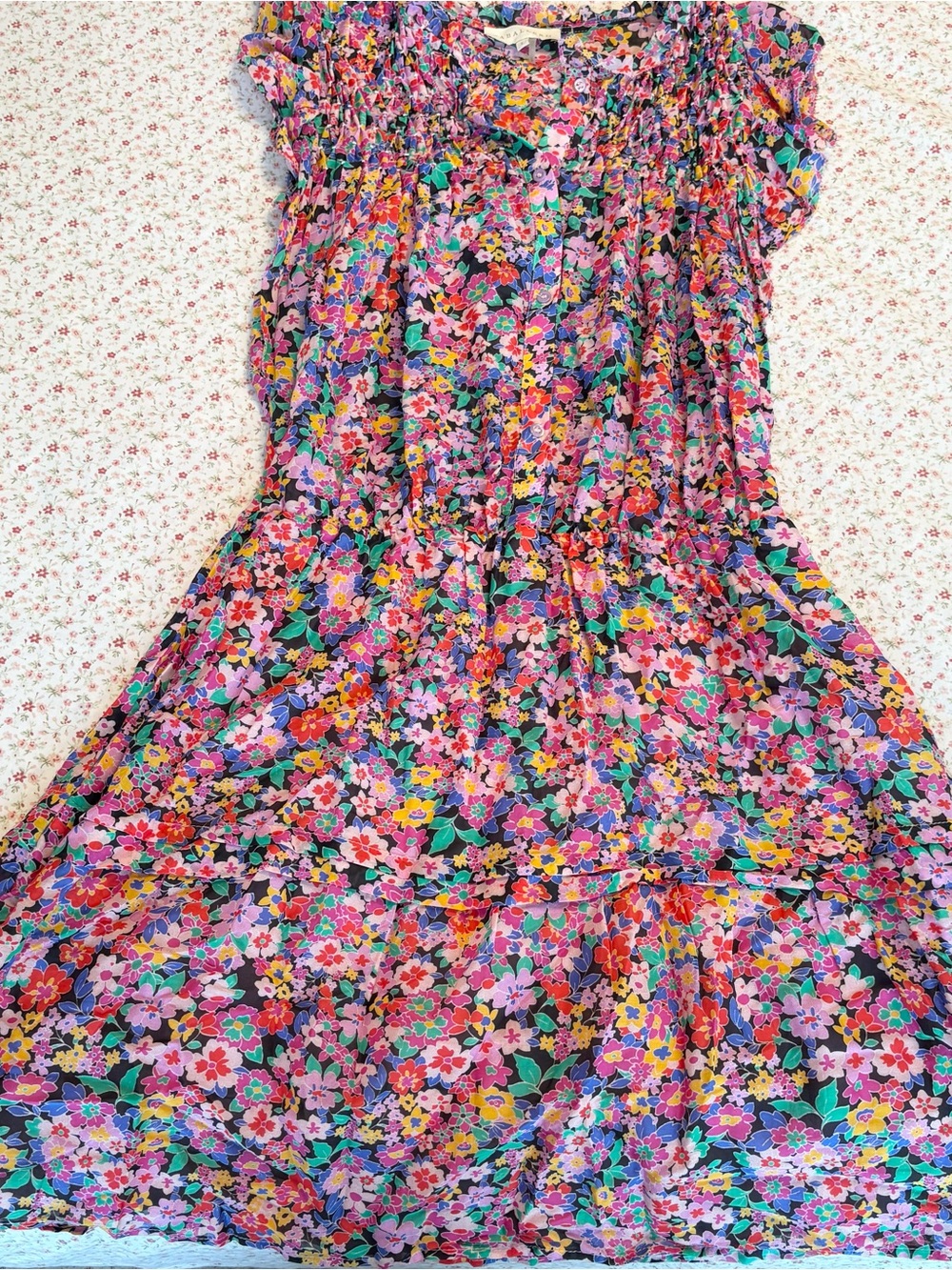 CABALLERO ELLA Bright Floral Tiered Dress in Pink